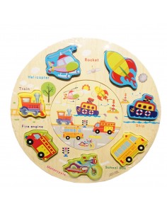 Puzzle kształty okrągłe pojazdy