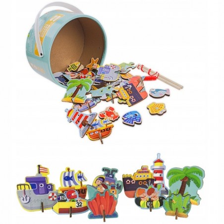 Rybki do łowienia + puzzle w wiaderku