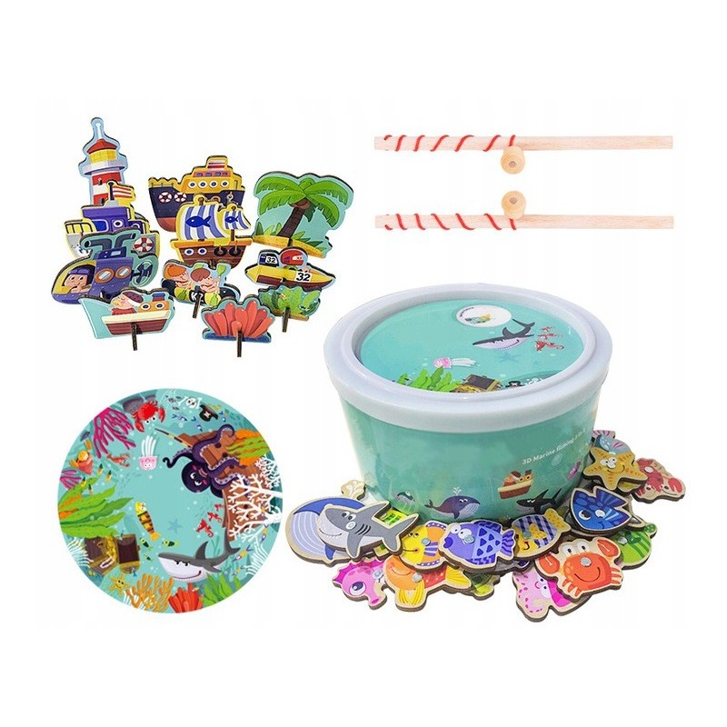 Rybki do łowienia + puzzle w wiaderku