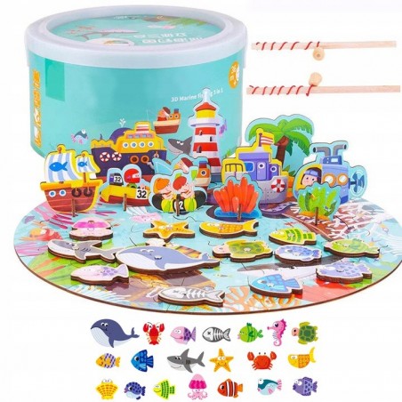 Rybki do łowienia + puzzle w wiaderku