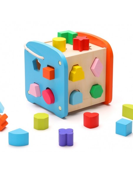Duża drewniana kostka edukacyjna sorter