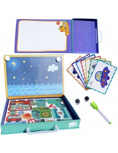 Puzzle magnetyczne pojazdy w walizce tablica