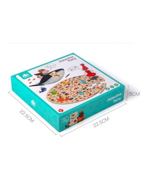 Gra edukacyjna puzzle drewniane klocki detektyw