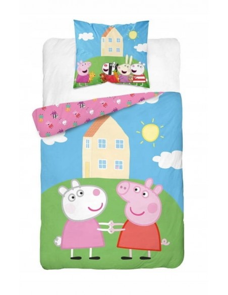 Pościel bawełniana Świnka Peppa i Suzy 140x200 cm poduszka 70x80 cm