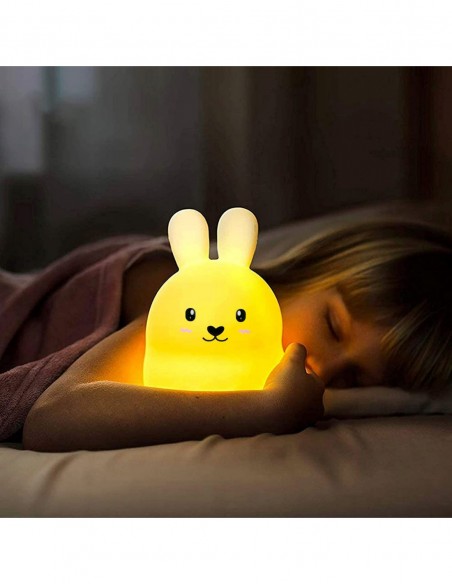 LAMPKA NOCNA DLA DZIECI KOLOROWA SILIKON LED KRÓLIK