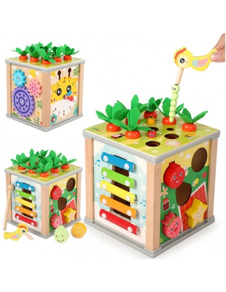 DREWNIANA KOSTKA EDUKACYJNA SORTER CYMBAŁKI