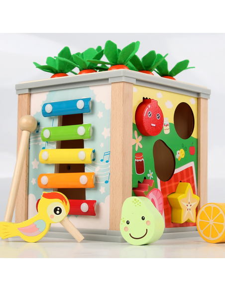 DREWNIANA KOSTKA EDUKACYJNA SORTER CYMBAŁKI