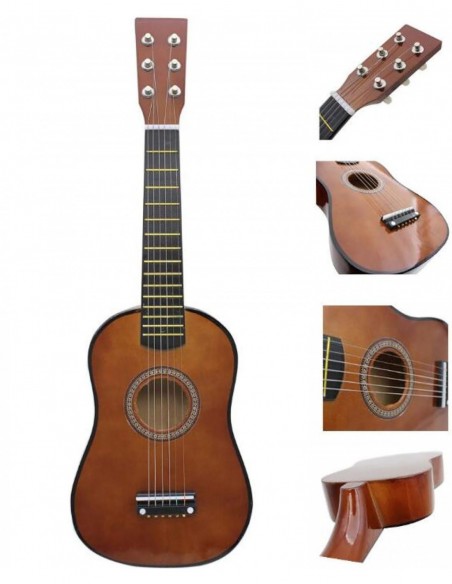 GITARA DREWNIANA AKUSTYCZNA 6 STRUNOWA DLA DZIECI COFFEE 60 CM