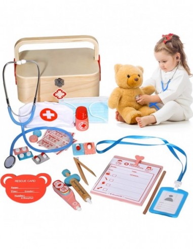 MAŁY LEKARZ DOKTOR ZESTAW DREWNIANY...