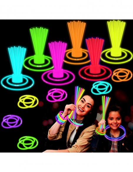 Świecące Bransoletki Fluorescencyjne Opaski Światło Chemiczne 100 Pałeczki