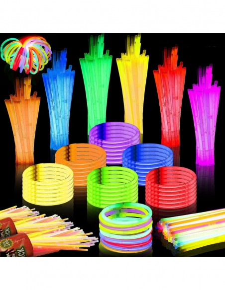 Świecące Bransoletki Fluorescencyjne Opaski Światło Chemiczne 100 Pałeczki
