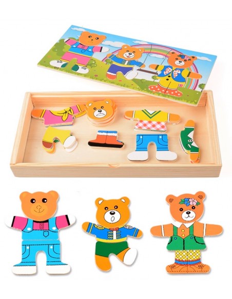 DREWNIANA UKŁADANKA PUZZLE UBIERANKA EMOCJE MINY RODZINA MISIÓW 47 EL.