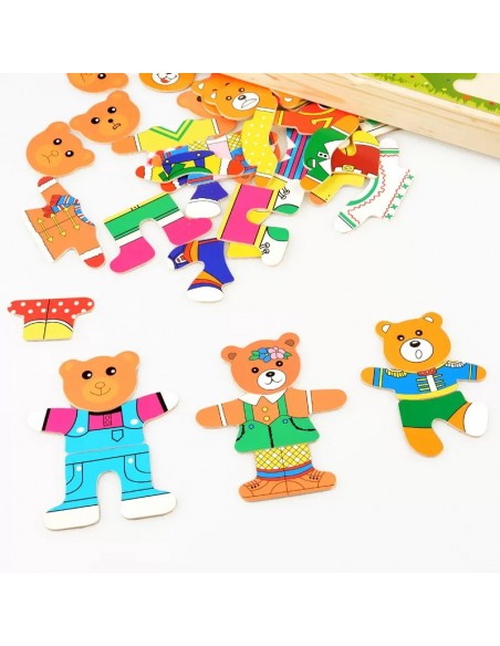 DREWNIANA UKŁADANKA PUZZLE UBIERANKA EMOCJE MINY RODZINA MISIÓW 47 EL.