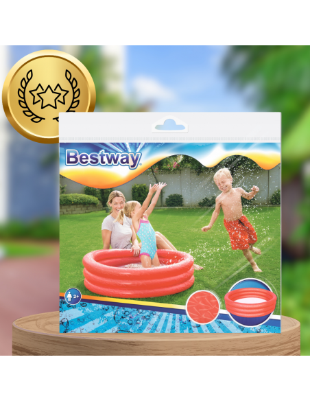 DMUCHANY BASEN BASENIK BRODZIK DLA DZIECI CZERWONY 122 CM X 25 CM BESTWAY