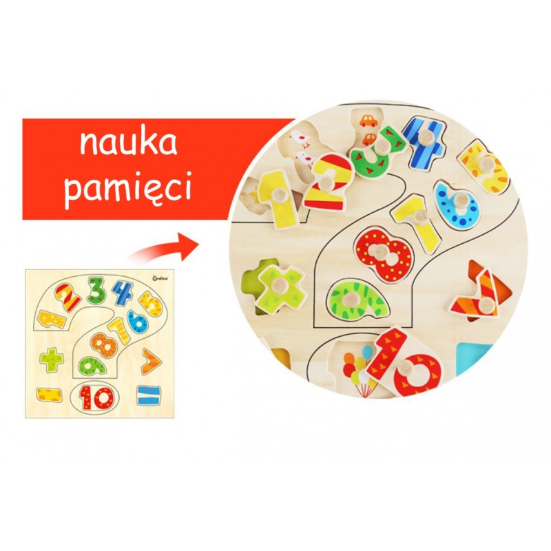 Układanka drewniana z pinezkami Cyferki