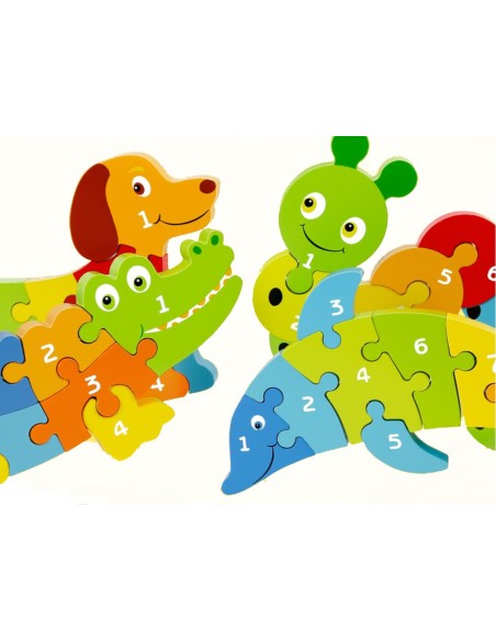 Układanka puzzle przestrzenne krokodyl cyfry