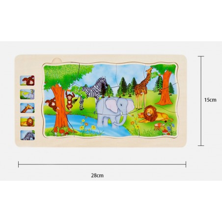 Duże puzzle warstwowe dzikie zwierzęta