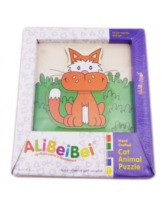 Drewniane puzzle - kot