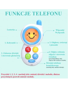 Telefon z lusterkiem dla dzieci z melodią i światłem 2